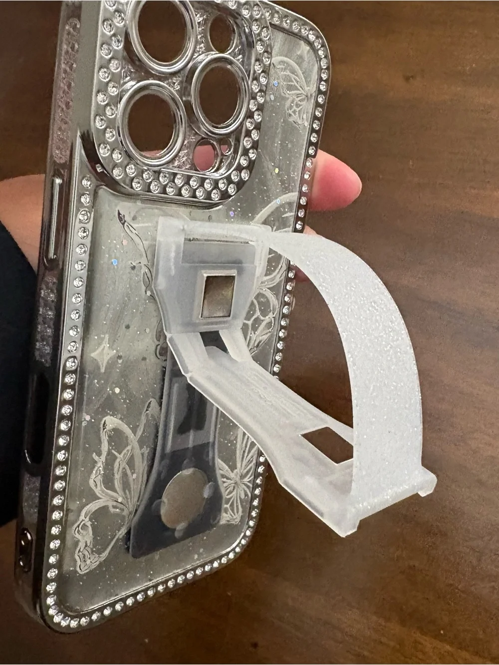 Crystal Butterfly Glitter Phone Case with stand for IPhone 16